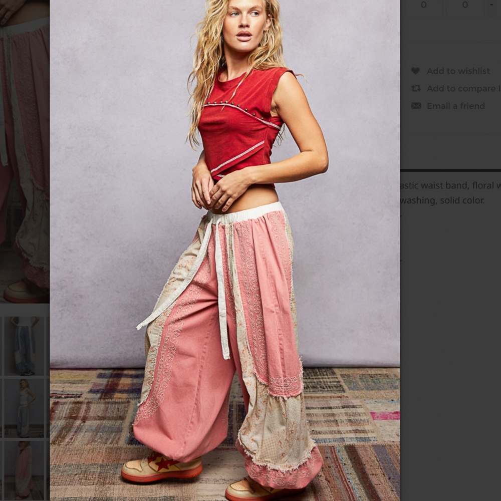 POL Pink and Cream Patchwork Jogger Pants - Picture 6 of 6